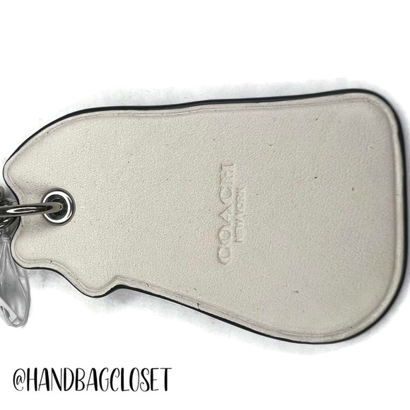 COACH FOX NOVELTY LEATHER BAG CHARM COACH F54924 SILVER/GREY FOB KEYCHAIN - Picture 7 of 7